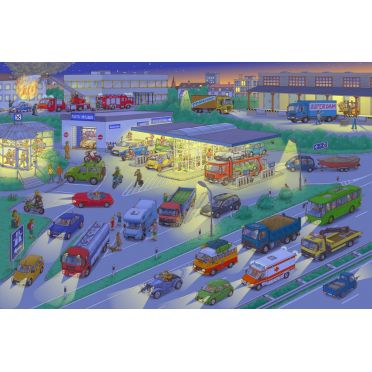 Auto moto – środek, wieczorem